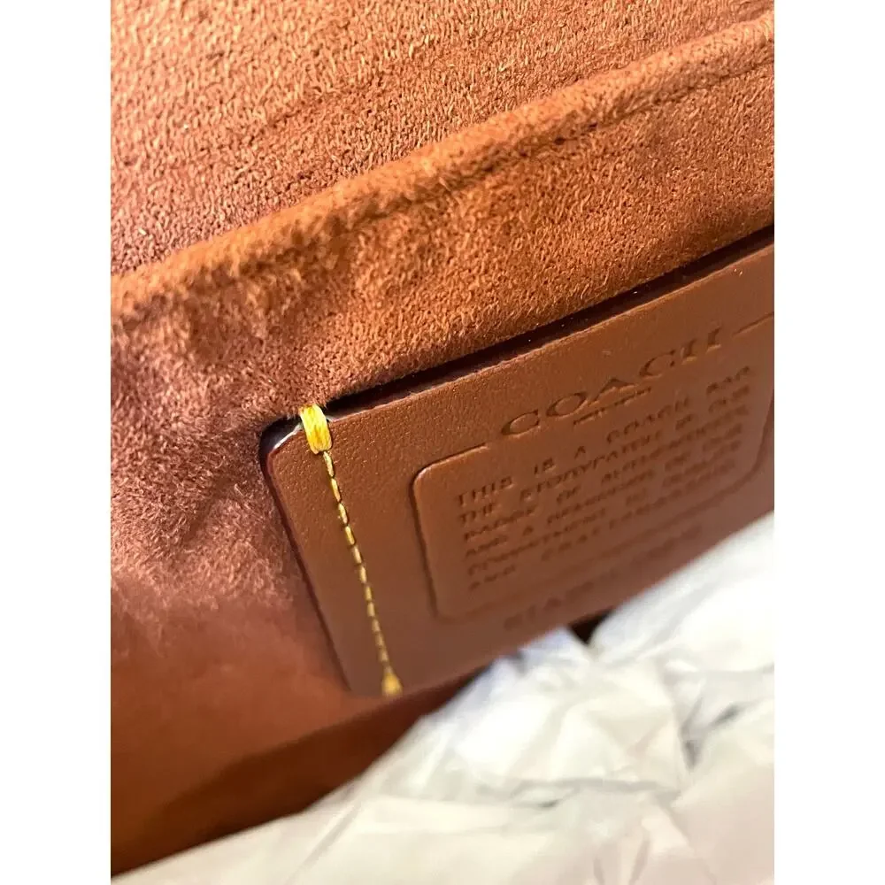 Coach Hadley Convertible Crossbody Bag CEB10 Suede Leather Gold Clay - Picture 10 of 13